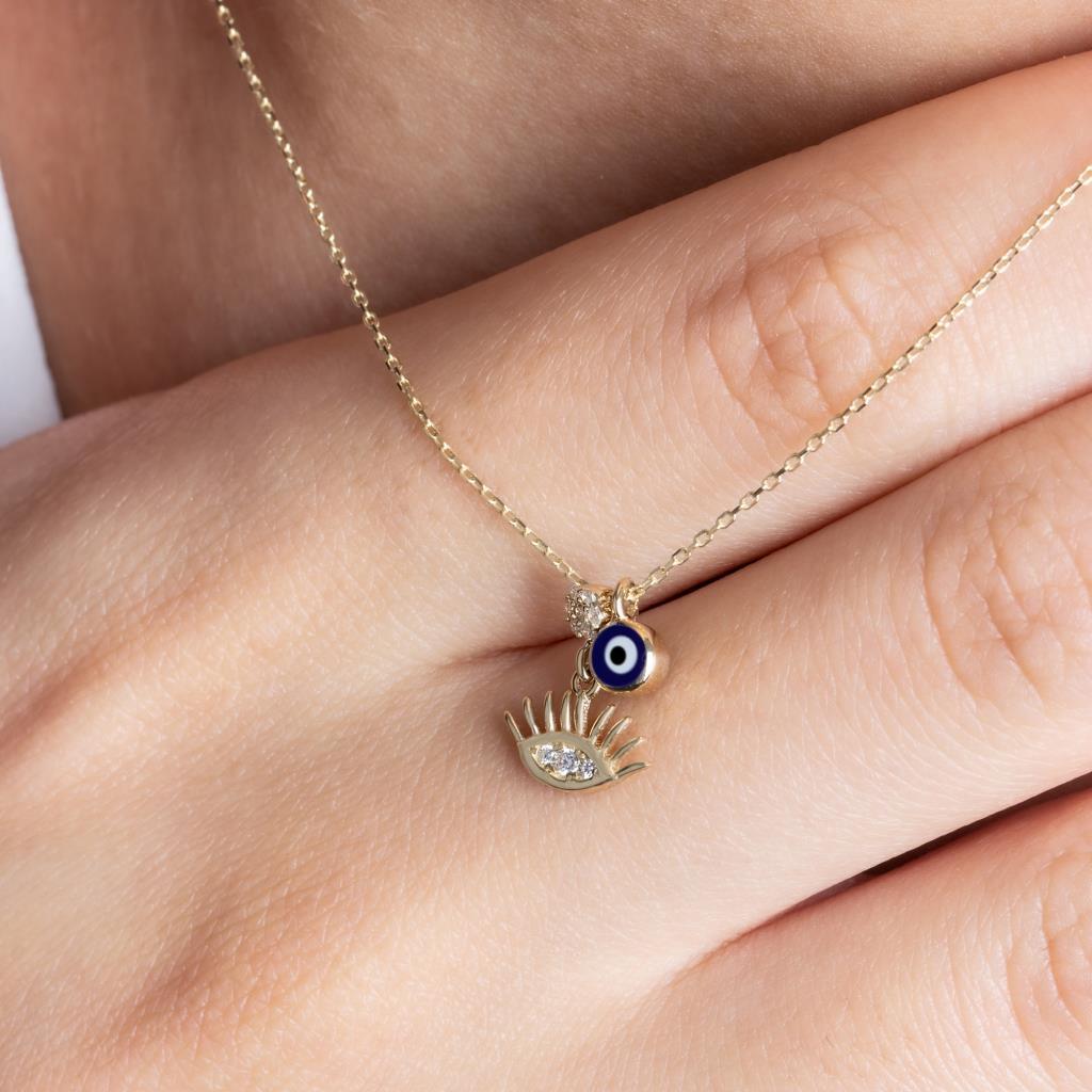 Evil Eye Eyelash Necklace