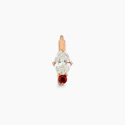 Nell 0.26 CT Red Safir ve Oval Kesim Pırlanta Taşlı Halka Piercing