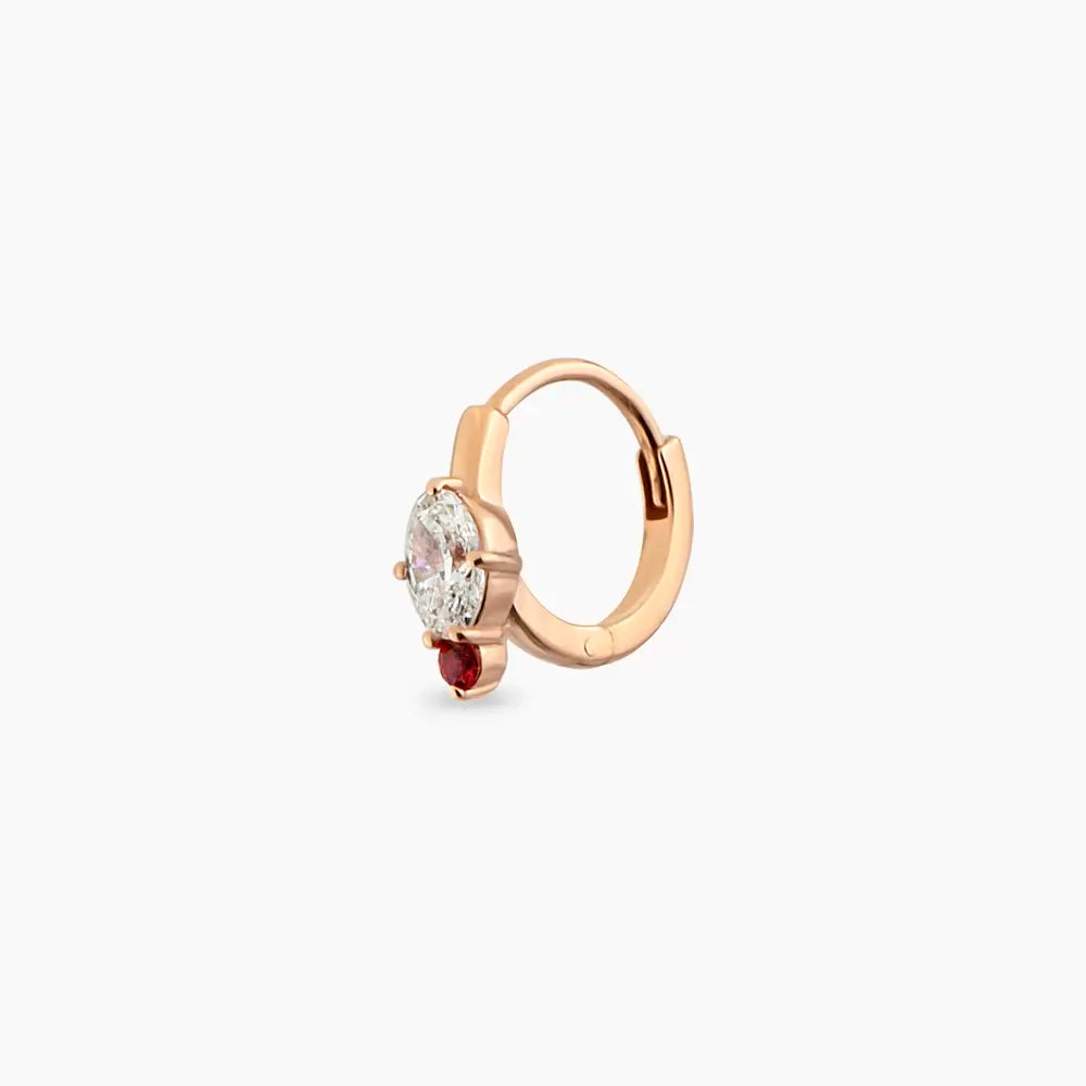 Nell 0.26 CT Red Safir ve Oval Kesim Pırlanta Taşlı Halka Piercing