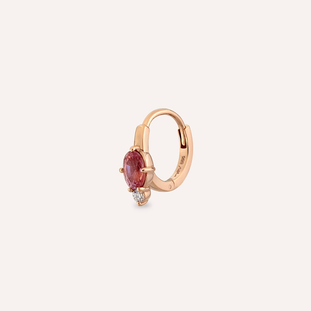 Nell 0.38 CT Purple Safir ve Pırlanta Taşlı Rose Altın Halka Piercing