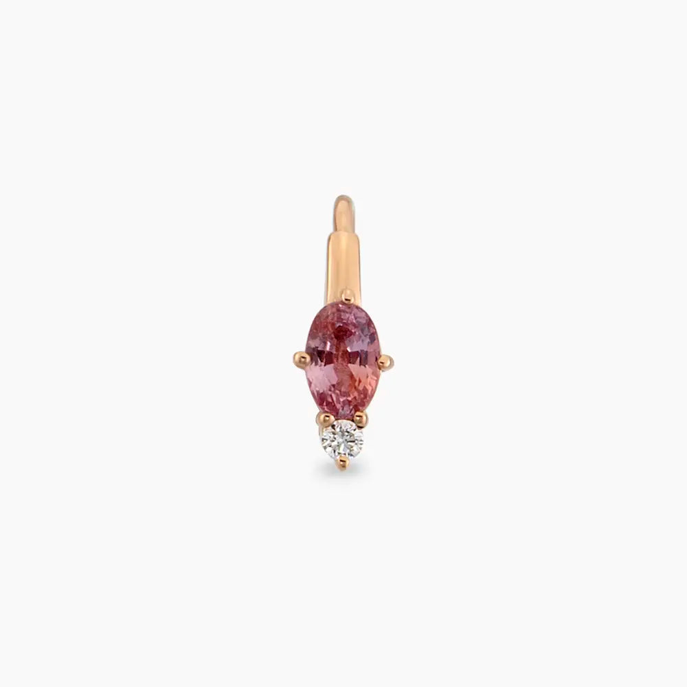 Nell 0.38 CT Purple Safir ve Pırlanta Taşlı Rose Altın Halka Piercing