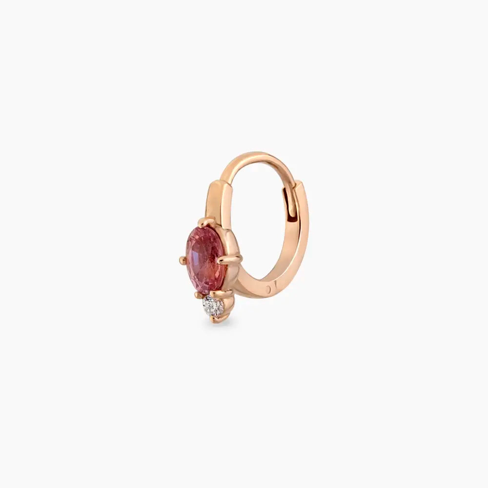 Nell 0.38 CT Purple Safir ve Pırlanta Taşlı Rose Altın Halka Piercing