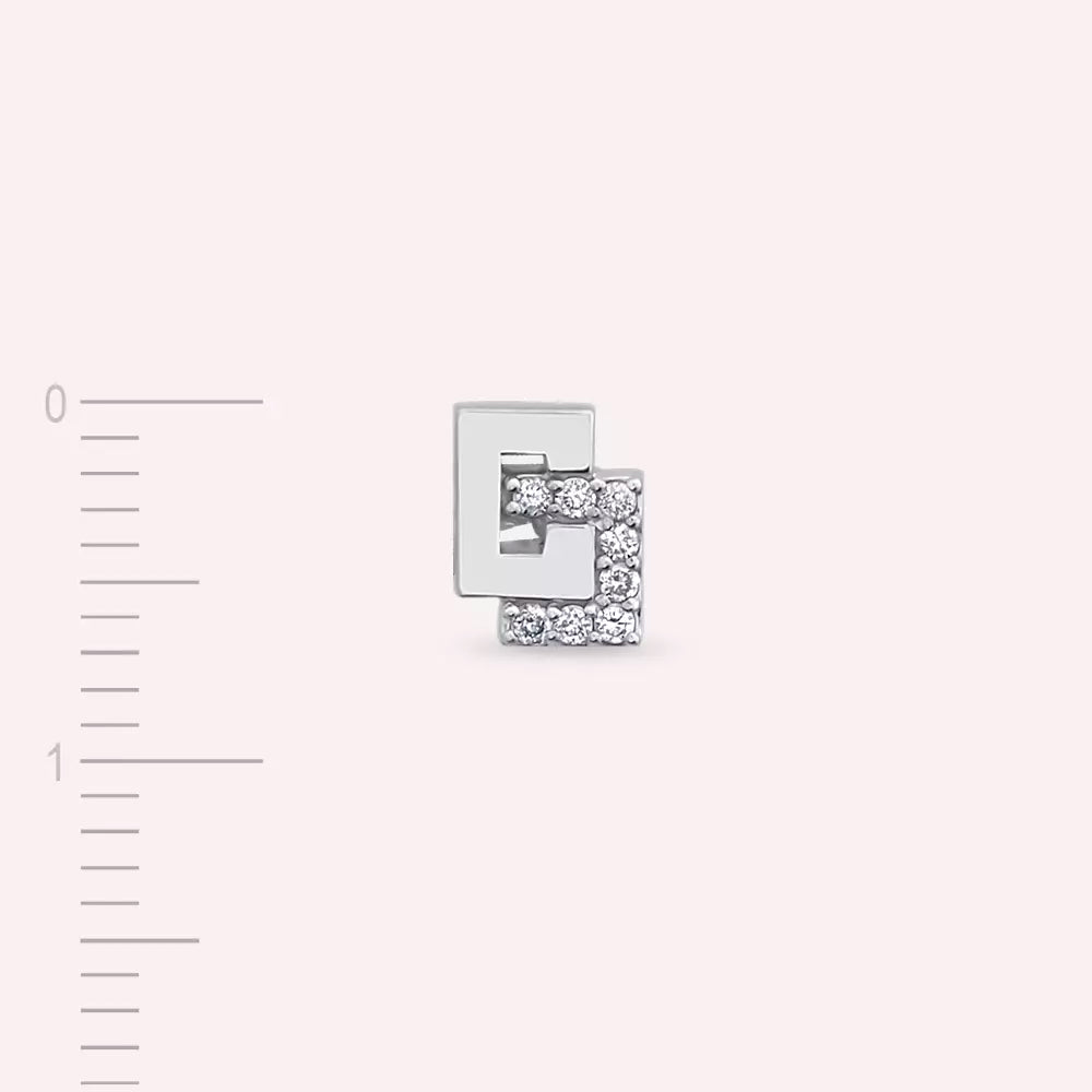 Nest Pırlanta Taşlı Beyaz Altın Tek Küpe