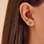 Nest Pırlanta Taşlı Beyaz Altın Tek Küpe