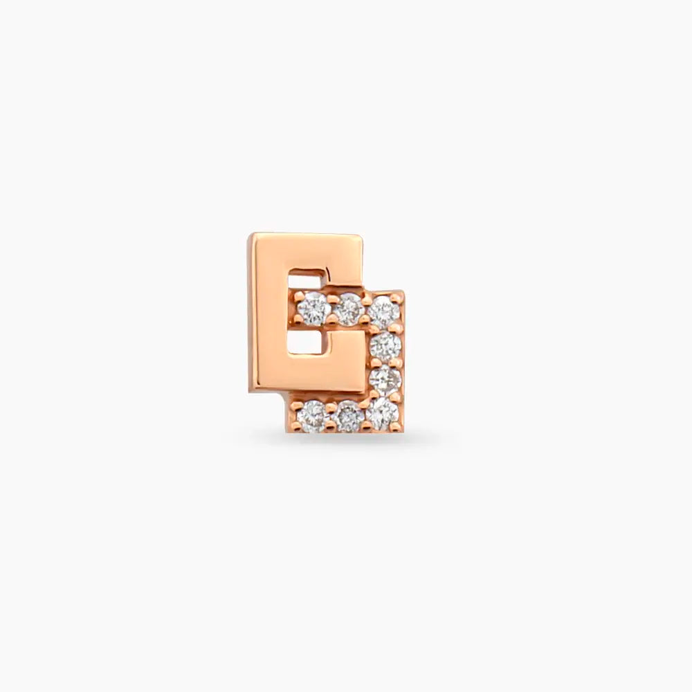 Nest Pırlanta Taşlı Rose Altın Piercing