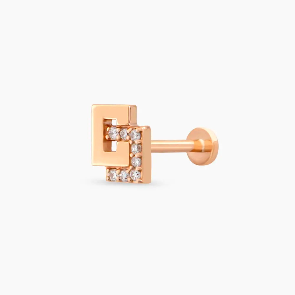 Nest Pırlanta Taşlı Rose Altın Piercing