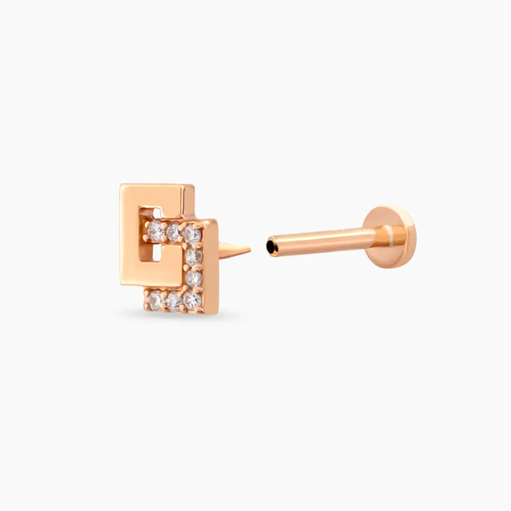 Nest Pırlanta Taşlı Rose Altın Piercing