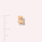 Block Pırlanta Taşlı Rose Altın Tek Küpe