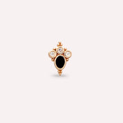 Nia Pırlanta Taşlı ve Siyah Mineli Rose Altın Piercing