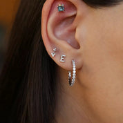 Nira Pırlanta Taşlı Beyaz Altın Tek Küpe