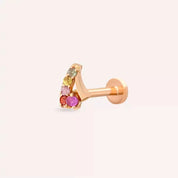 Niva Multciolor Safir Taşlı Rose Altın Piercing
