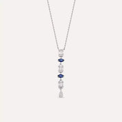 Nixie Safir ve Pırlanta Taşlı Beyaz Altın Kolye