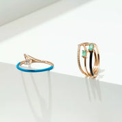 Noctura Zümrüt ve Pırlanta Taşlı Siyah Mineli Yüzük