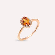 Nora 1.33 CT Orange Safir ve Pırlanta Taşlı Rose Altın Yüzük - Tufanlar Kuyumculuk