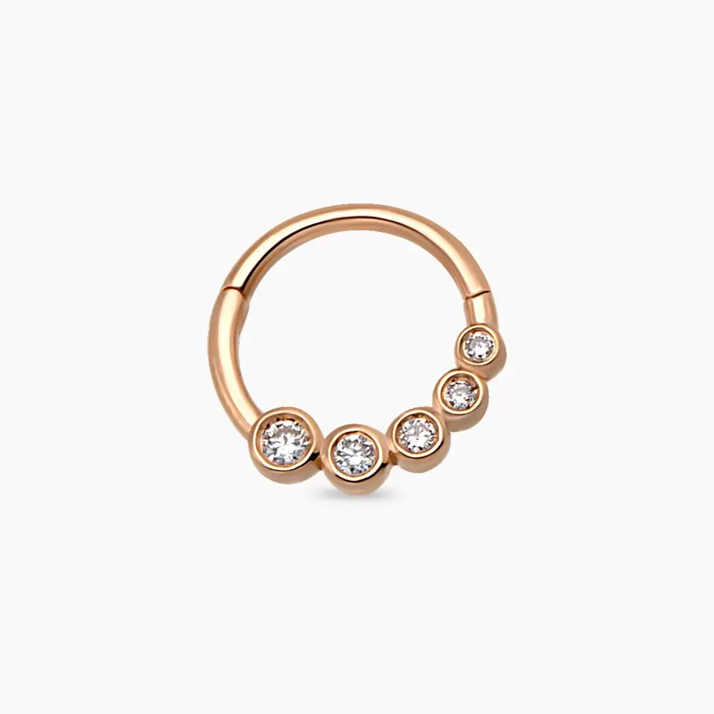 Nori Pırlanta Taşlı Rose Altın Halka Piercing
