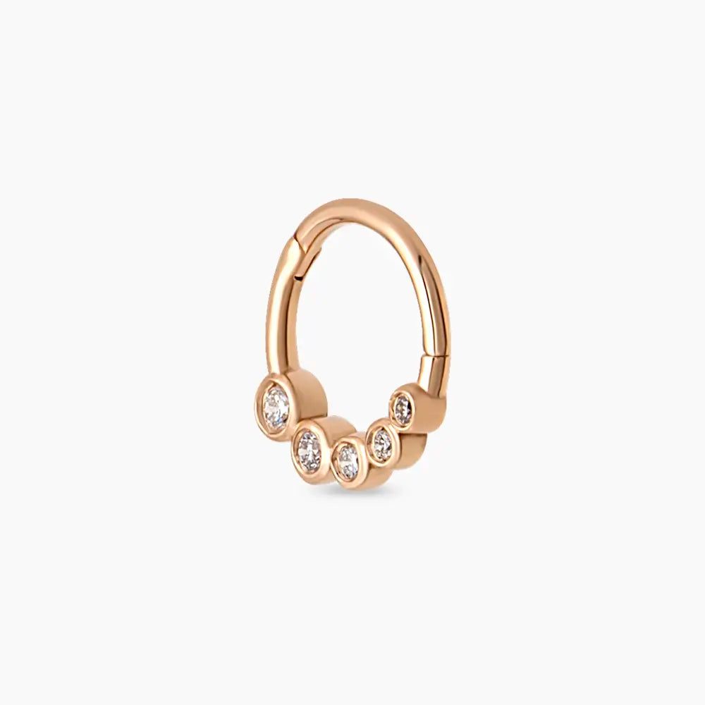 Nori Pırlanta Taşlı Rose Altın Halka Piercing