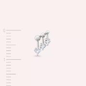 Nota Prenses Kesim Pırlanta Taşlı Beyaz Altın Altın Tek Küpe