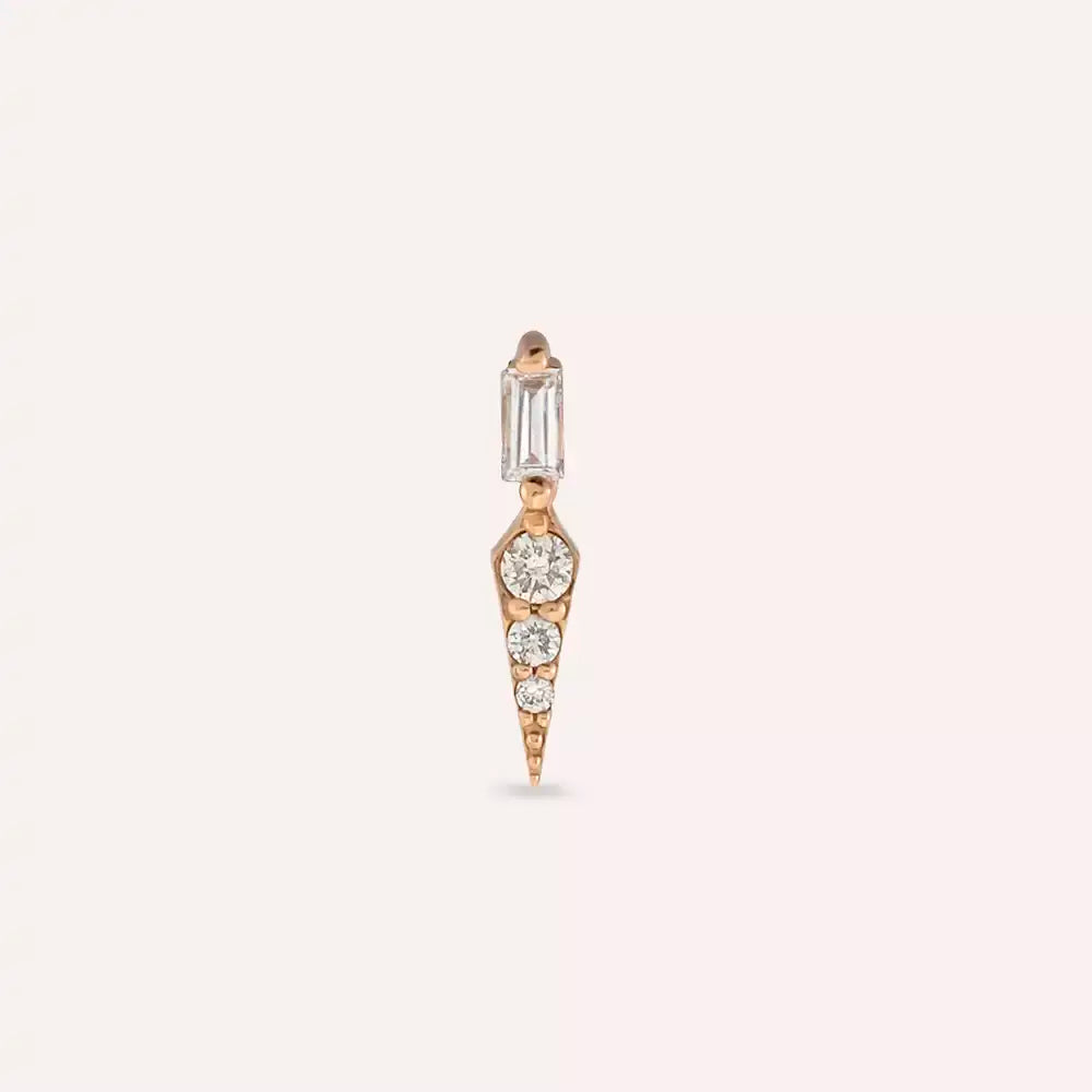Nova Pırlanta Taşlı Rose Altın Piercing