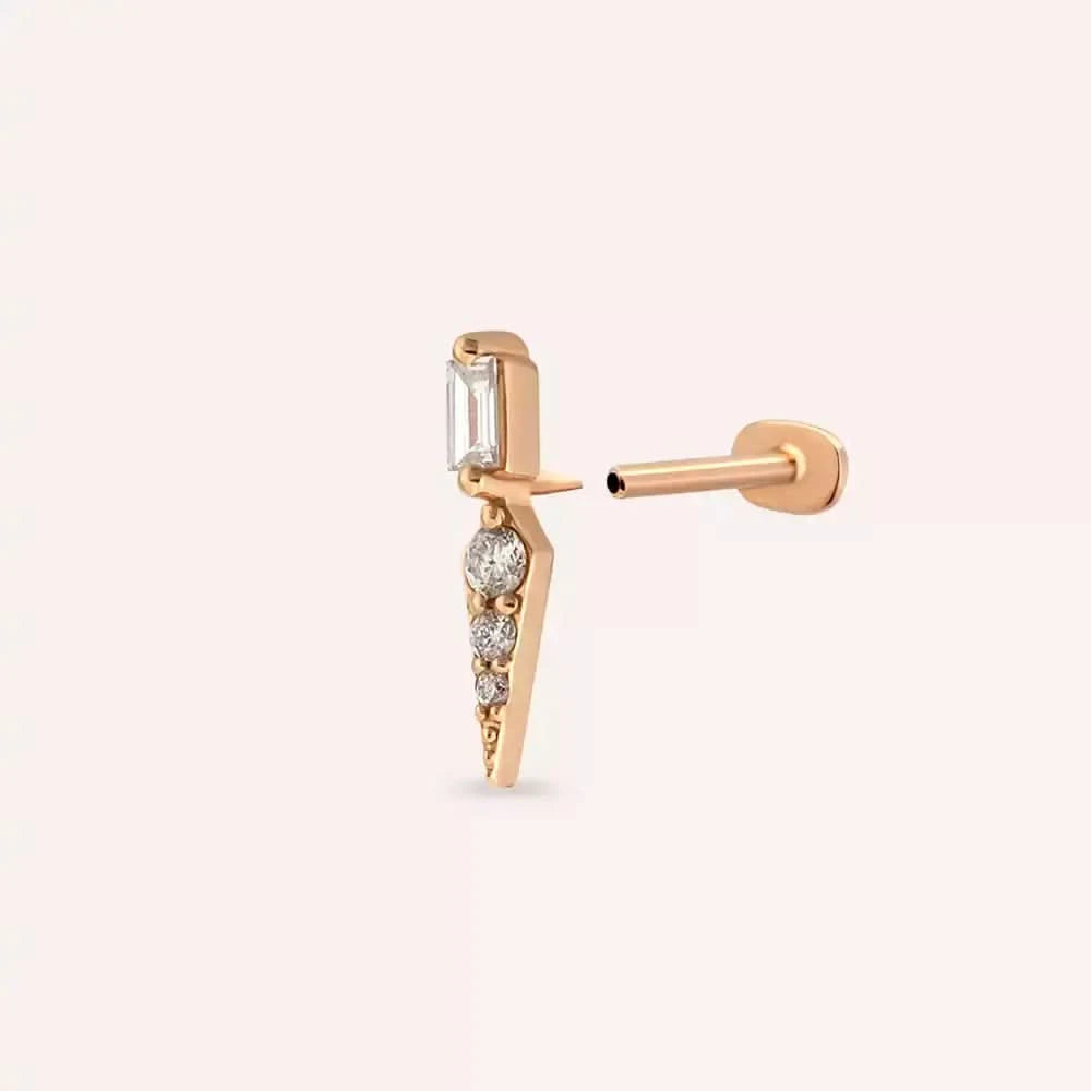Nova Pırlanta Taşlı Rose Altın Piercing