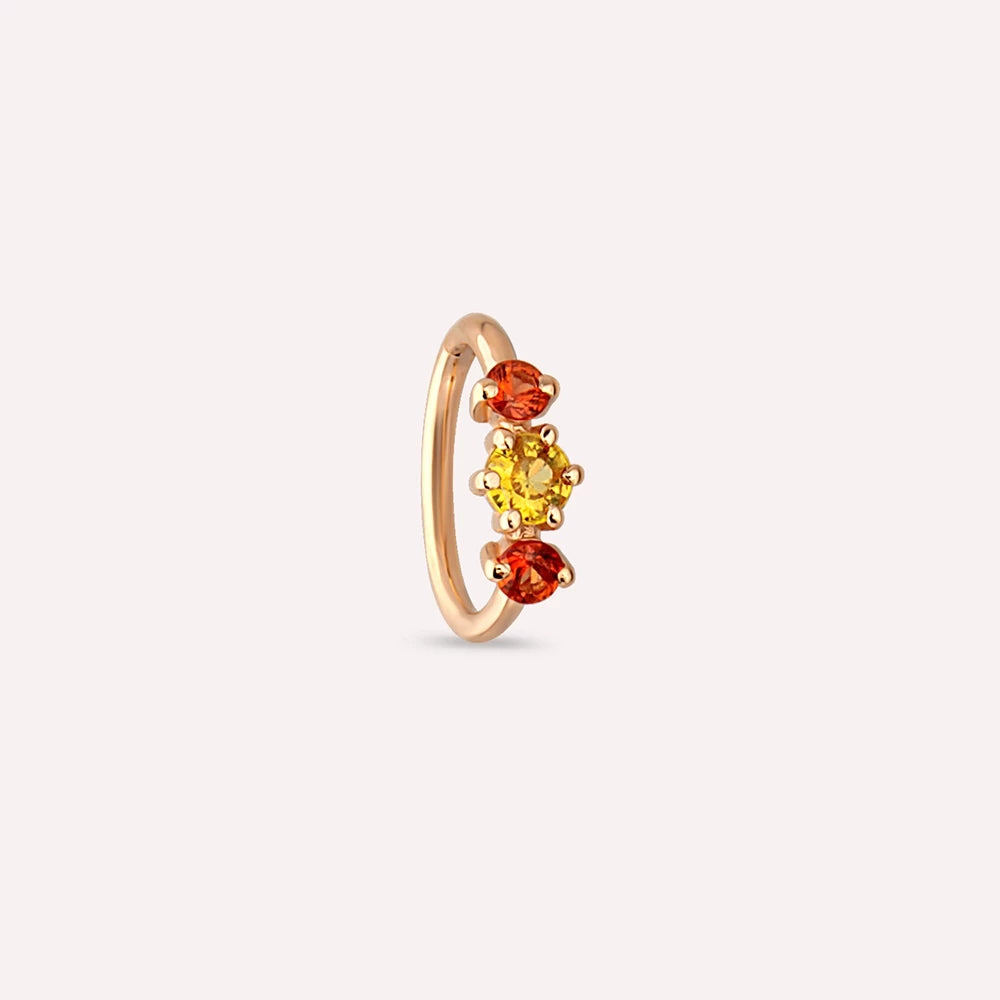 Nura Multicolor Safir Taşlı Rose Altın Halka Piercing