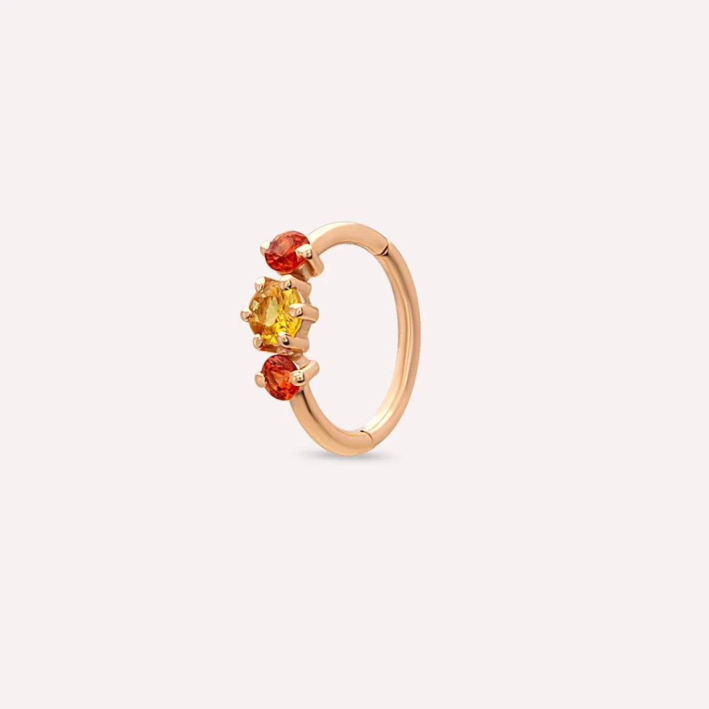 Nura Multicolor Safir Taşlı Rose Altın Halka Piercing
