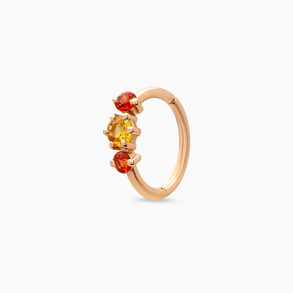 Nura Multicolor Safir Taşlı Rose Altın Halka Piercing