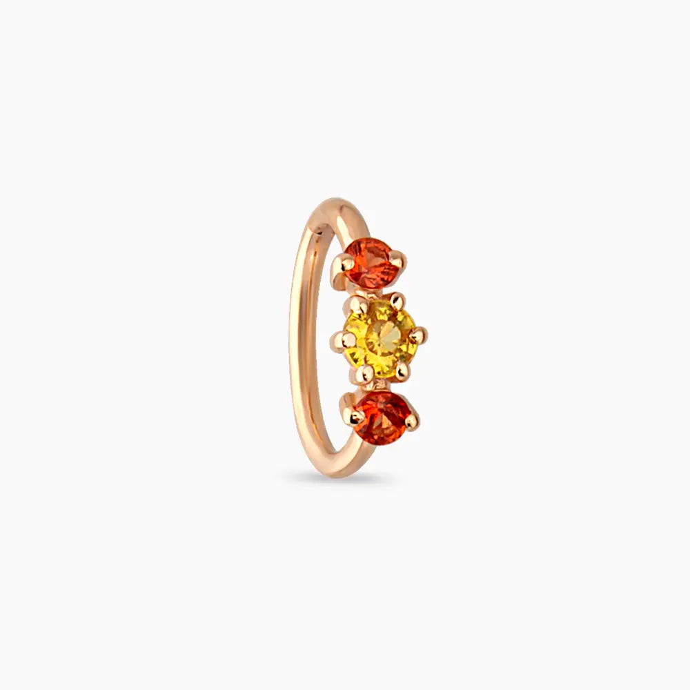 Nura Multicolor Safir Taşlı Rose Altın Halka Piercing