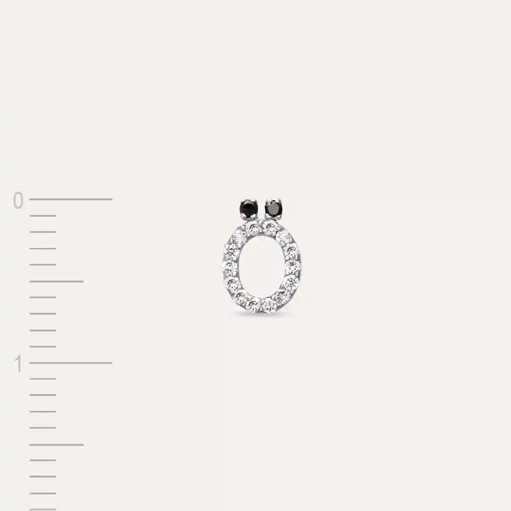 Ö Harf Pırlanta Taşlı Beyaz Altın Tek Küpe