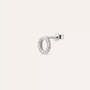 O Harf Pırlanta Taşlı Beyaz Altın Tek Küpe