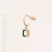 O Harf Yeşil Mineli ve Pırlanta Taşlı Tek Küpe