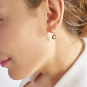 O Harf Yeşil Mineli ve Pırlanta Taşlı Tek Küpe