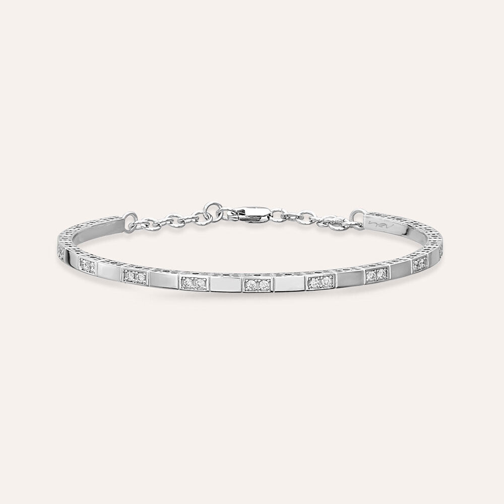 Oblong 0.41 CT Pırlanta Taşlı Beyaz Altın Bilezik