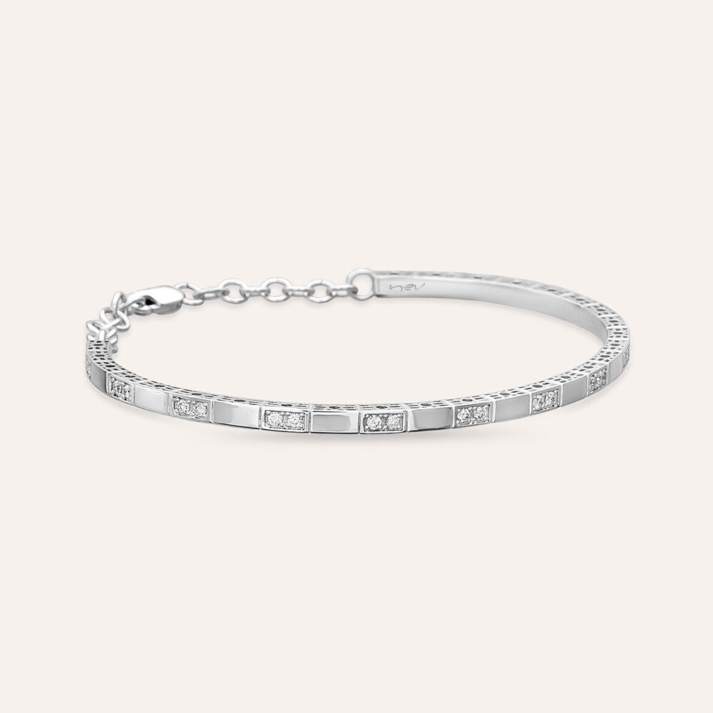 Oblong 0.41 CT Pırlanta Taşlı Beyaz Altın Bilezik