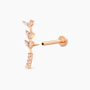 Olina Markiz Kesim Pırlanta Taşlı Rose Altın Piercing