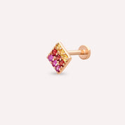 Ombre Multicolor Safir Taşlı Rose Altın Piercing