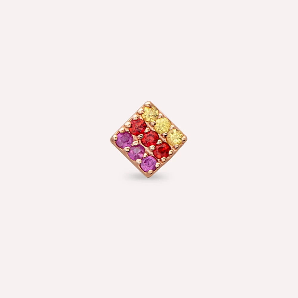 Ombre Multicolor Safir Taşlı Rose Altın Piercing