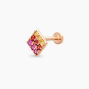 Ombre Multicolor Safir Taşlı Rose Altın Piercing