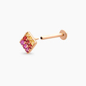 Ombre Multicolor Safir Taşlı Rose Altın Piercing