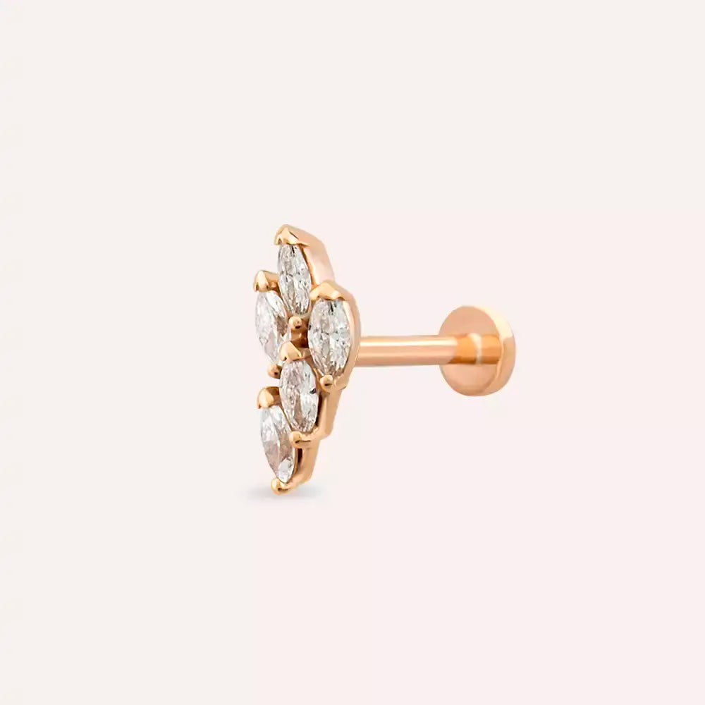 Opal Pırlanta Taşlı Rose Altın Piercing