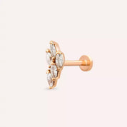 Opal Pırlanta Taşlı Rose Altın Piercing