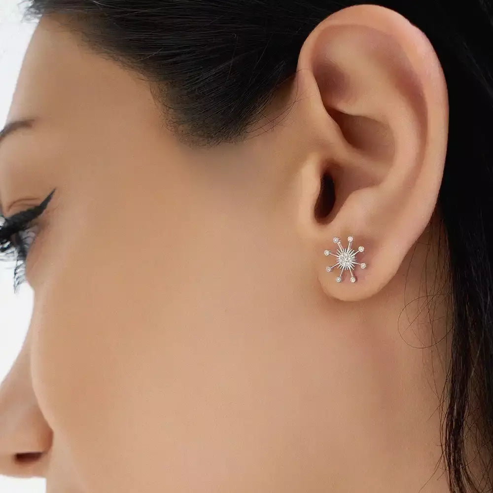 Orbit 0.05 CT Pırlanta Taşlı Beyaz Altın Tek Küpe