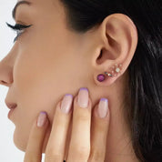 Flux Pırlanta Taşlı Rose Altın Tek Küpe