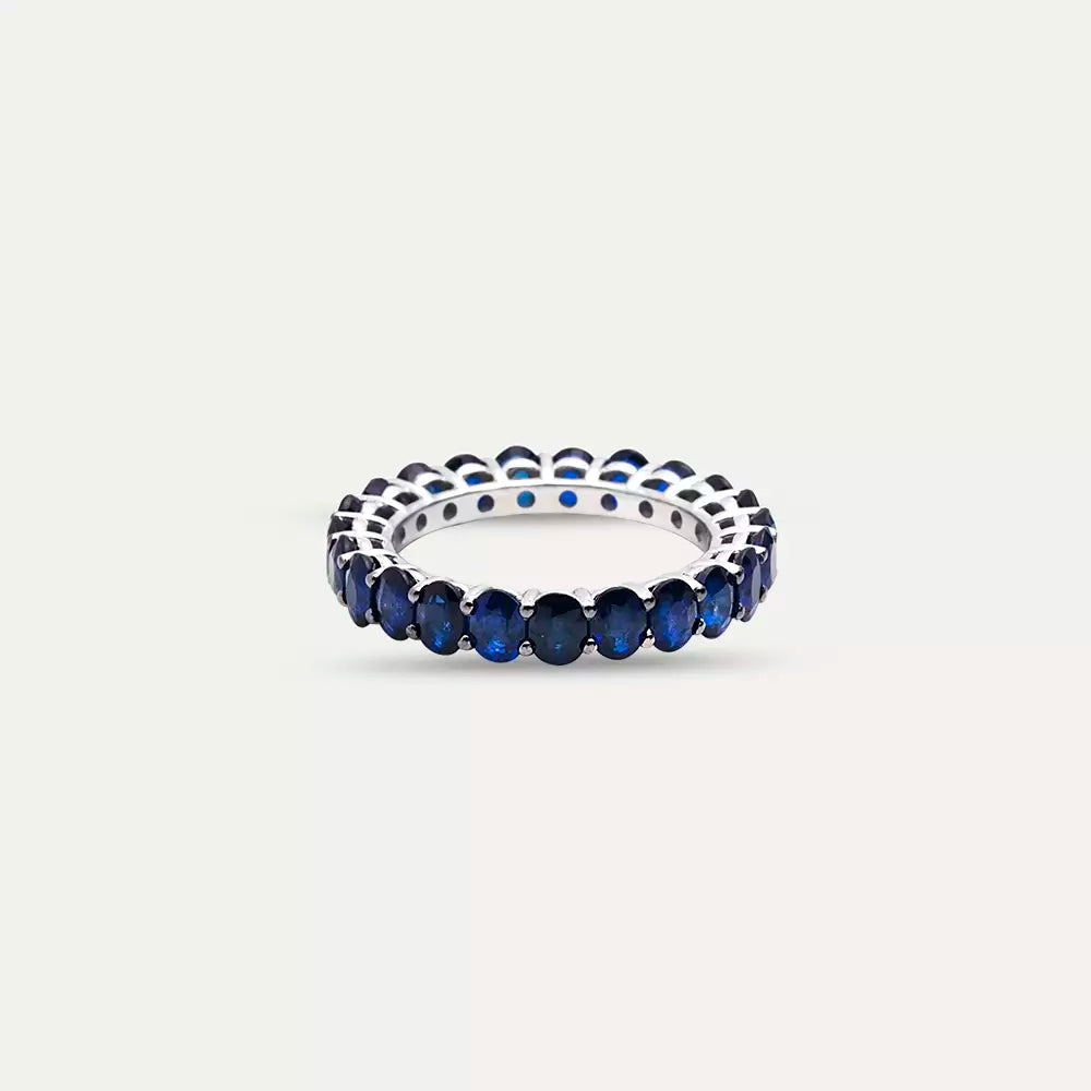 Oval Kesim Safir Taşlı Tamtur Yüzük