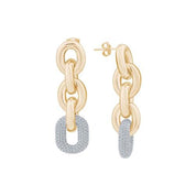 Oval Taşlı Zincir Küpe