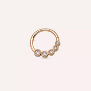 Ovin Pırlanta Taşlı Rose Altın Halka Piercing