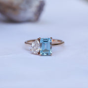 Özel Tasarım Damla Pırlanta  & Aquamarine Yüzük