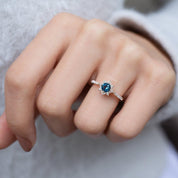 Vintage Tasarım Kar Tanesi London Blue & Pırlanta Yüzük