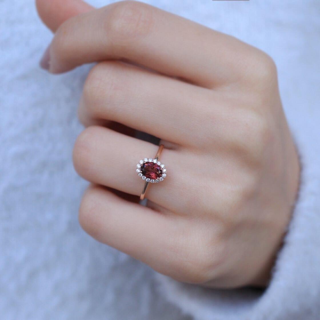 Özel Tasarım Oval Pembe Turmalin & Pırlanta Yüzük