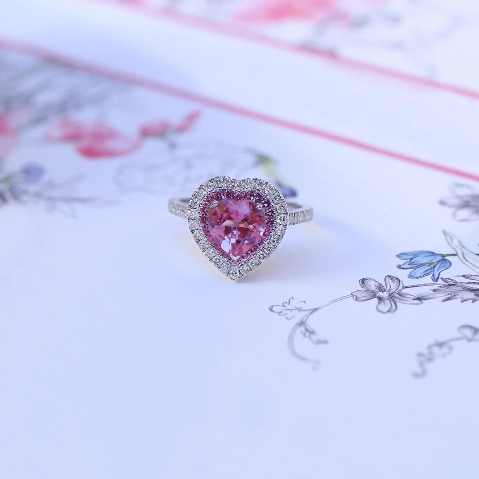 Özel Tasarım Pembe Safir & Pırlanta Yüzük
