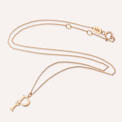 P Harf 0.02 CT Baget Pırlanta Taşlı Rose Altın Kolye